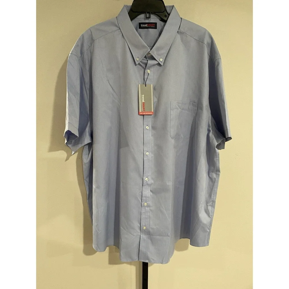 Travel Smart Men Shirt 4XLT Button TALL Man Non Iron BLUE BRAND NEW $59.50 - Picture 5 of 6